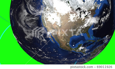 Computer generated Earth connection in outer space. Close-up of a spinning planet with neon connecting beams. 3d rendering of elements of this image are presented by NASA Computer generated Earth connection in outer space. Close-up of a spinning planet with neon connecting beams. 3d rendering of elements of this image are presented by NASA 69011926