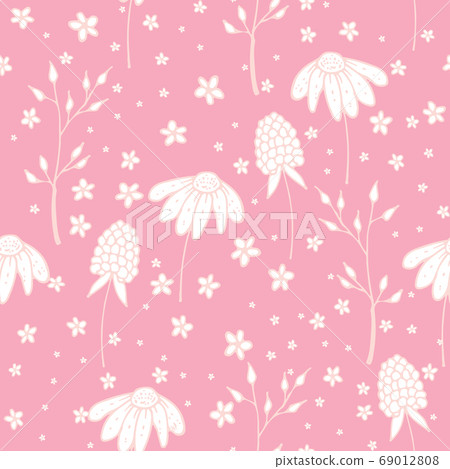 Hand Drawn Seamless Background With Floral Ornaments Hand Drawn Seamless Background With Floral Ornaments 69012808