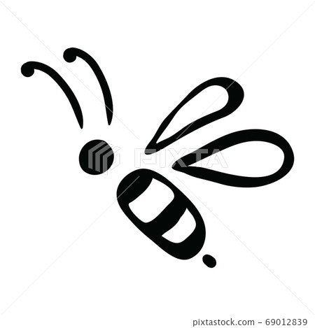Vector Illustration Hand-drawn Silhouette Of A Bee. Vector Illustration Hand-drawn Silhouette Of A Bee. 69012839