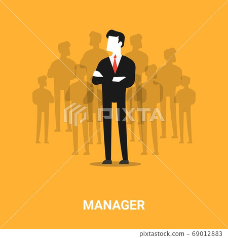 HR Manager Standing In Front Of Job Applicants Silhouettes, Illustration HR Manager Standing In Front Of Job Applicants Silhouettes, Illustration 69012883