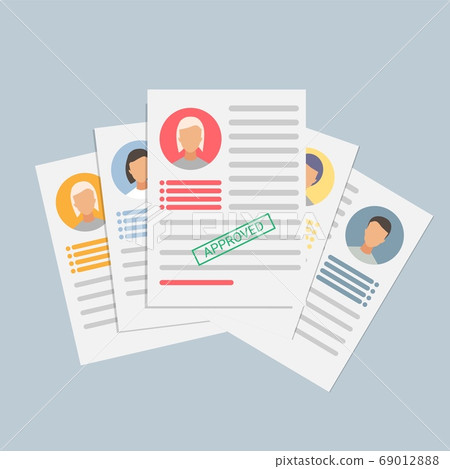 Job Application Forms And Curriculum Vitaes Lying Over Gray Background Job Application Forms And Curriculum Vitaes Lying Over Gray Background 69012888