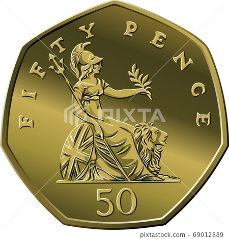 Vector British money silver coin 50 pence Vector British money silver coin 50 pence 69012889