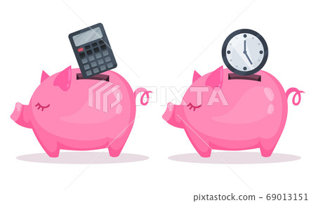 Pink Piggy Bank or Moneybox with Hole Vector Set 69013151