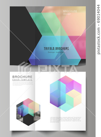 Vector layouts of covers design templates with abstract shapes and colors for trifold brochure, flyer layout, magazine, book design, brochure cover, advertising mockups. 69014044