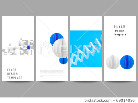 Vector layout of flyer, banner design templates for website advertising design, vertical flyer design, website decoration backgrounds. 3d render vector composition with dynamic geometric blue shapes. Vector layout of flyer, banner design templates for website advertising design, vertical flyer design, website decoration backgrounds. 3d render vector composition with dynamic geometric blue shapes. 69014056