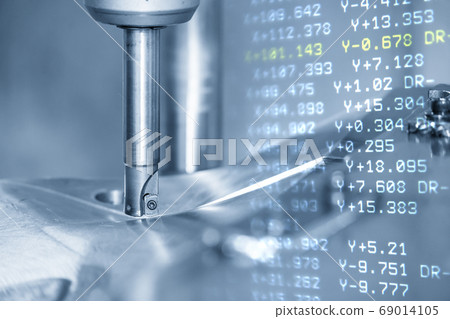 The abstract scene of CNC milling machine . 69014105