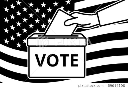 Voters hand putting envelope in ballot box Voters hand putting envelope in ballot box 69014108