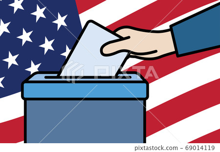 Voters hand putting envelope in ballot box 69014119