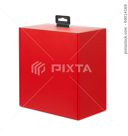 Red cardboard gift box isolated on white 69014169