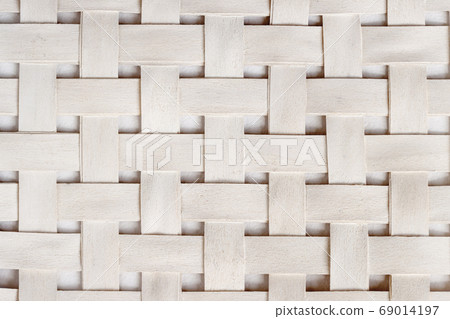 Handmade wicker wooden texture, white pattern, 69014197