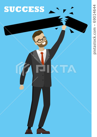 Businessman pushes his way to success Businessman pushes his way to success 69014644