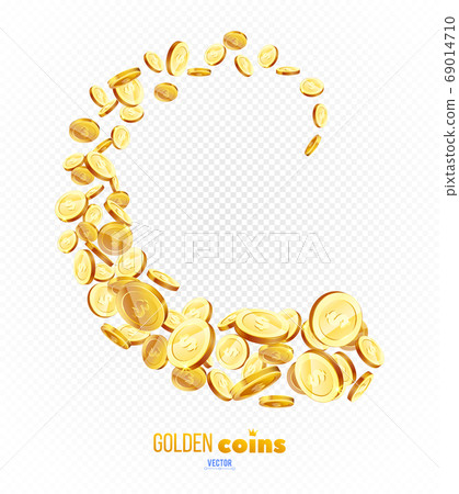 Realistic Gold coins explosion.  69014710