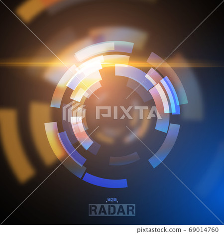 Abstract futuristic HUD radar display. Sci-fi design elements. Vector navigation interface background. 69014760