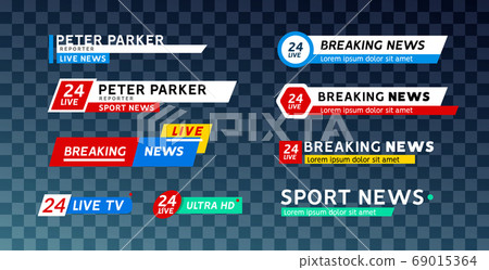 TV news third lower bar banner for broadcast sport. Set of tv bars video and text television TV news third lower bar banner for broadcast sport. Set of tv bars video and text television 69015364