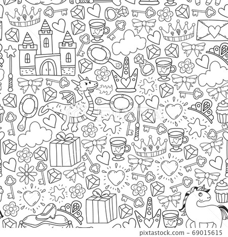 Princess and fantasy icon and and design element for invitation and greeting card. Princess and fantasy icon and and design element for invitation and greeting card. 69015615