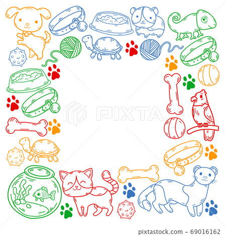 Veterinary clinic, zoo, pet shop. Cats, dogs, fish, parrot. Toys for animals, animal care. 69016162
