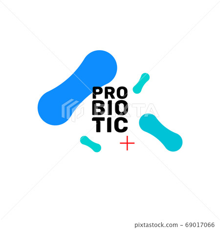 Probiotic bacteria logo. Bifidobacteria lactobacillus gut acidophilus. Lactic prebiotic healthy Probiotic bacteria logo. Bifidobacteria lactobacillus gut acidophilus. Lactic prebiotic healthy 69017066