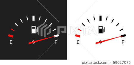 Fuel indicators gas meter. Gauge vector tank full icon. Car dial petrol gasoline dashboard 69017075