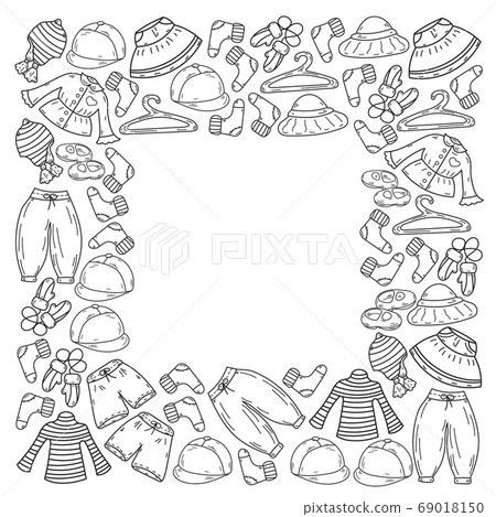 Vector children fashion. Beautiful clothes for little boys and girls. 69018150