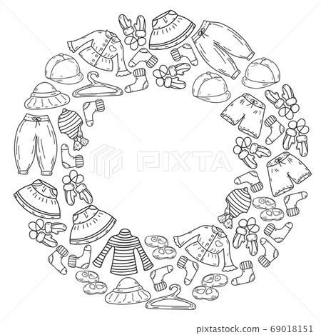 Vector children fashion. Beautiful clothes for little boys and girls. 69018151