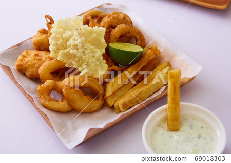 traditional British fish and chips. Shallow dof traditional British fish and chips. Shallow dof 69018303
