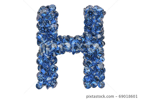 Letter H from blue diamonds or sapphires 69018601