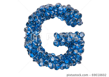 Letter G from blue diamonds or sapphires Letter G from blue diamonds or sapphires 69018602
