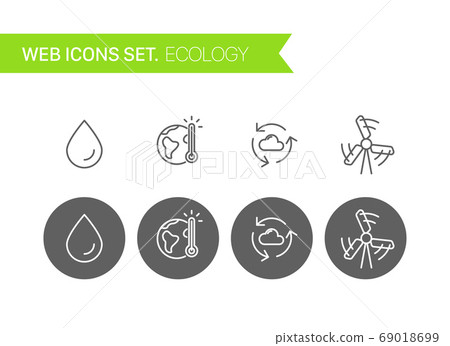 Ecology thin line icons vector set 69018699