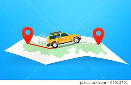 Travel by car vector concept with map 69018701