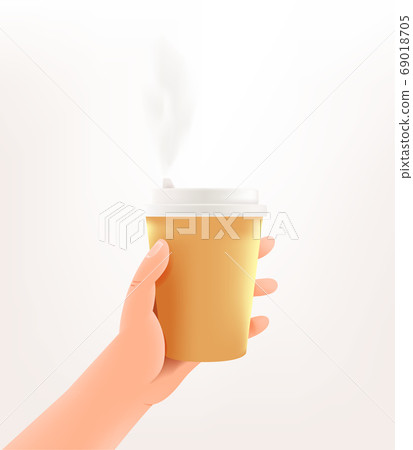 Human hand holding a coffee. Vector mockup on Human hand holding a coffee. Vector mockup on 69018705