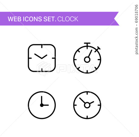 Clock. Thin line icons vector set Clock. Thin line icons vector set 69018706