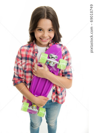 penny board girl. girl with penny board. hipster 69018749