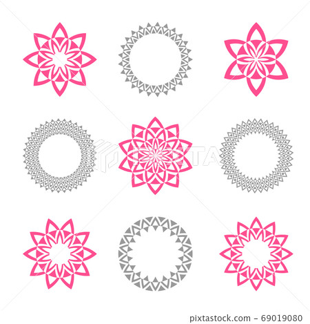 Abstract decorative circle design elements set. - Stock Illustration ...