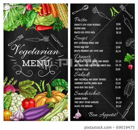 Vegetables menu salads sketch, vegetarian food 69019475