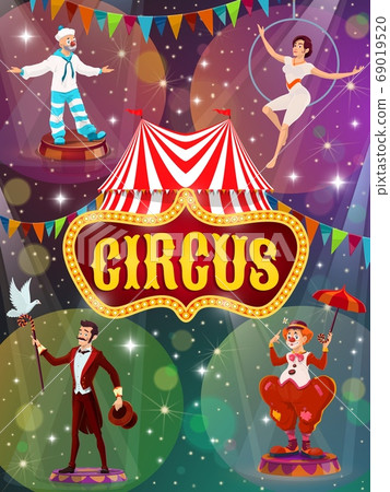Flyer with big top tent circus show vector artists 69019520