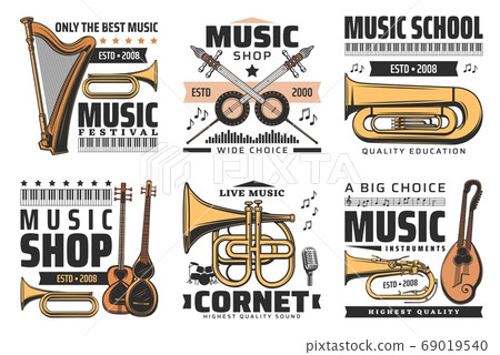 Music icons, concert festival, instruments shop Music icons, concert festival, instruments shop 69019540