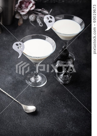 Halloween drink Liquid ghost. Coconut cocktail 69019673