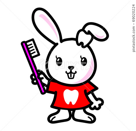 Rabbit white rabbit dentist toothbrush... - Stock Illustration ...