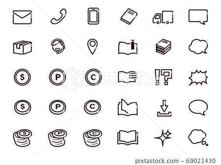 Bookstore/electronic book icon set, dotted line version 69021430