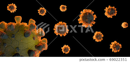 Image of Flu COVID-19 virus cell concept. Image of Flu COVID-19 virus cell concept. 69022351