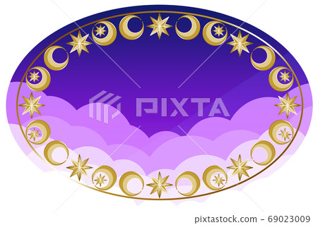 Oval frame purple & gold antique moon and stars Oval frame purple & gold antique moon and stars 69023009