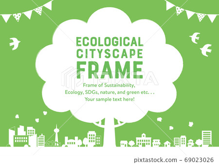 Ecology background illustration of big tree and city 1C sideways Ecology background illustration of big tree and city 1C sideways 69023026