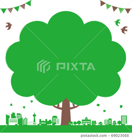 Ecology background illustration of big tree and... - Stock Illustration ...