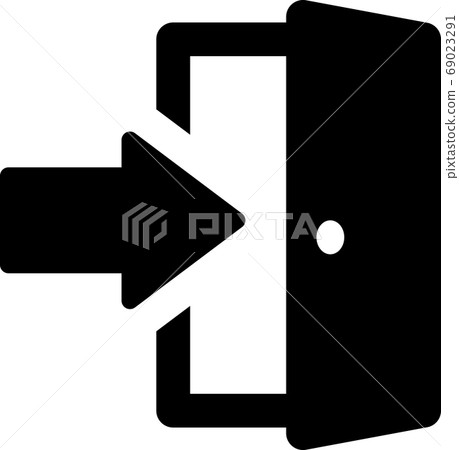 登錄圖標，打開門和箭頭 69023291