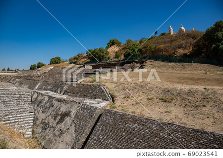 Mexico Church of Los Remedios in Cholula built on a pyramid destroyed by the Spanish invasion 69023541