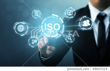 Concept of ISO standards quality control assurance warranty business technology 69025324
