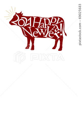 簡單的新年賀卡,適用於牛年多次變化 簡單的新年賀卡,適用於牛年多次變化 69025683