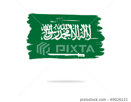 Saudi Arabia flag with brush paint textured, background, Symbols of Saudi Arabia , graphic designer element - Vector - illustration Saudi Arabia flag with brush paint textured, background, Symbols of Saudi Arabia , graphic designer element - Vector - illustration 69026221