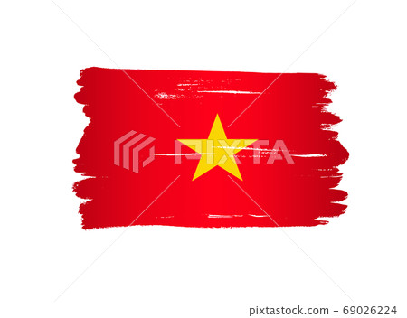 Vietnam flag with brush paint textured, background, Symbols of Vietnam, graphic designer element - Vector - illustration 69026224