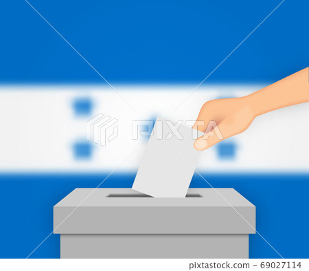 Honduras election banner background. Ballot Box 69027114